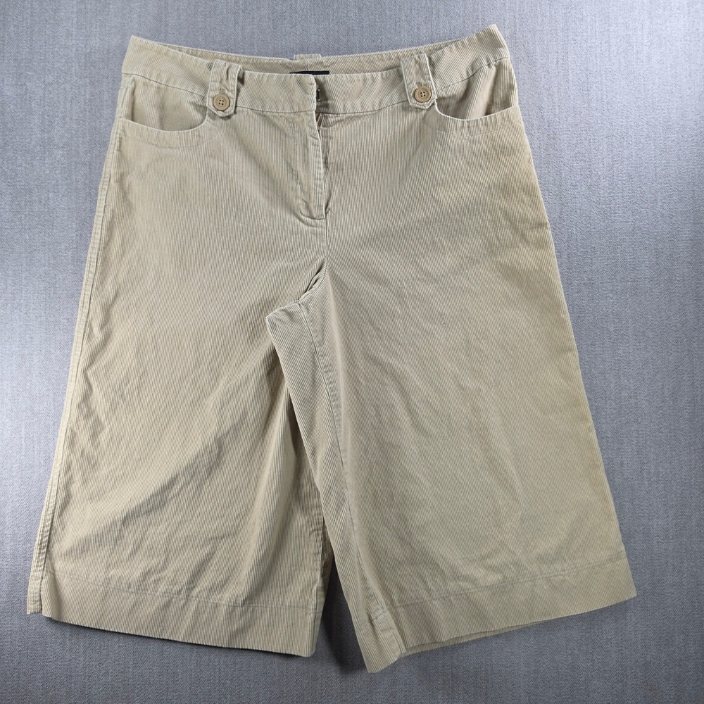 New York &‎ Company Corduroy Capri Womens 14 Tan Beige Wide Leg Gaucho Culottes